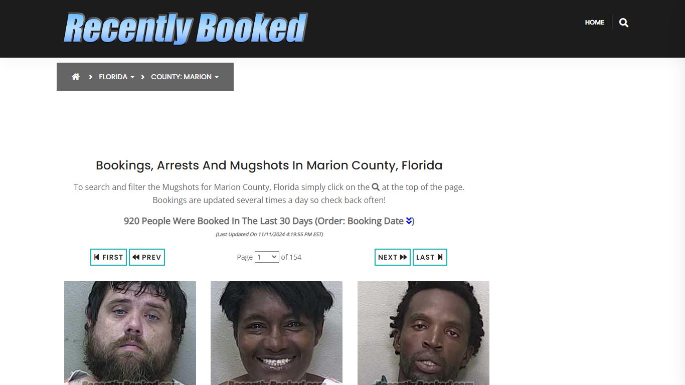 Bookings, Arrests and Mugshots in Marion County, Florida - Recently Booked