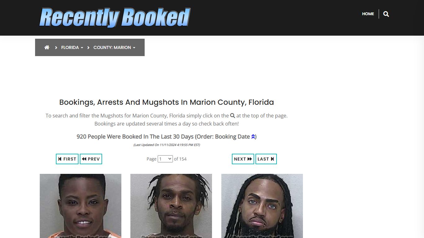 Bookings, Arrests and Mugshots in Marion County, Florida - Recently Booked